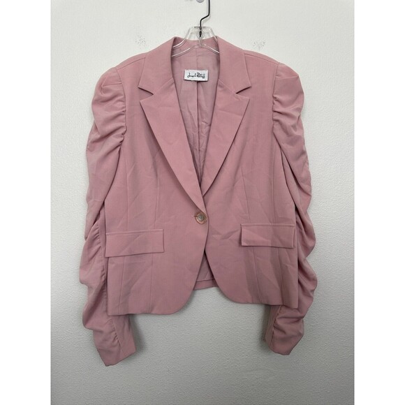 Joseph Ribkoff Pink Blazer One Button Ruched Sleeve Workwear Vintage Women's L - Picture 1 of 7